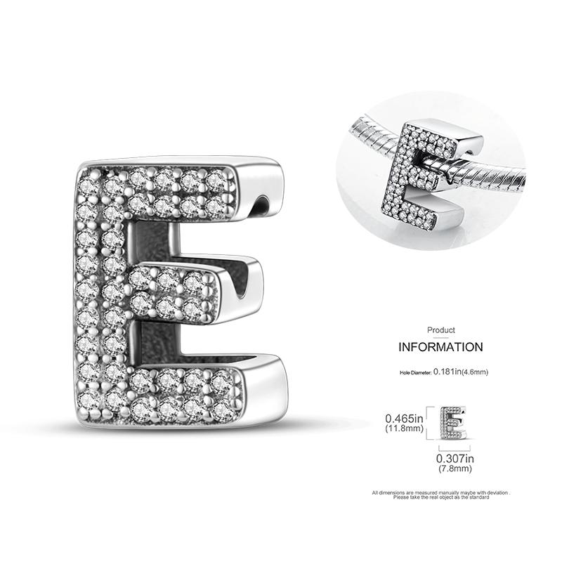 26 A-Z Alphabetperlen Kupfer Liebesbrief-Anhänger Passend für Original 3mm Damenarmband Armreif Cz Zirkonperle DIY Schmuck Geschenk