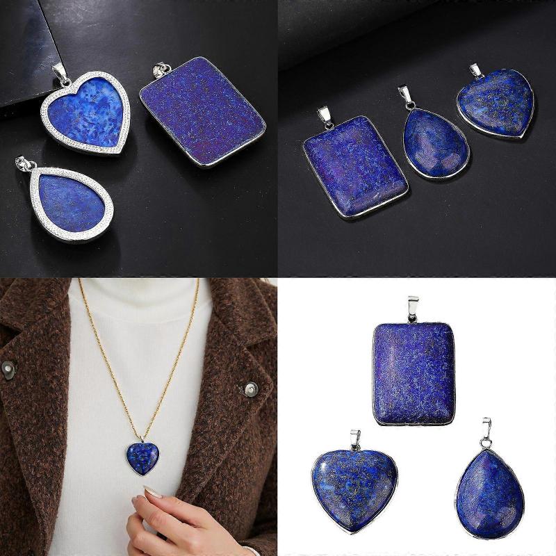 Unique Blue Lapis Lazuli Gemstones Necklace Pendant Comfortable Daily Wear Accessory Jewelry Making Accessories Multicolor