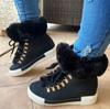 Women's Boots  Christmas  Fashion Lace-Up Fuzzy Detail Lined Ankle Boots Casual Daily Round Toe Flat Boots