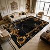 Black Marble Golden Light Luxury Soft Living Room Rug Decoration Courtyard Antiskid Fluffy Carpet Easy Clean Foldable Floor Mats