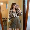 Women's Ethereal Leopard Print Chiffon Shirt - Designer Korean Style, Versatile Sun Protection, Lightweight and Breathable.