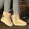Fashion Women's Fashion Flat Snow Boots Winter New Round Head Sleeve Wool Tube Soft Sole Anti-slip Wear-resistant Short Boots