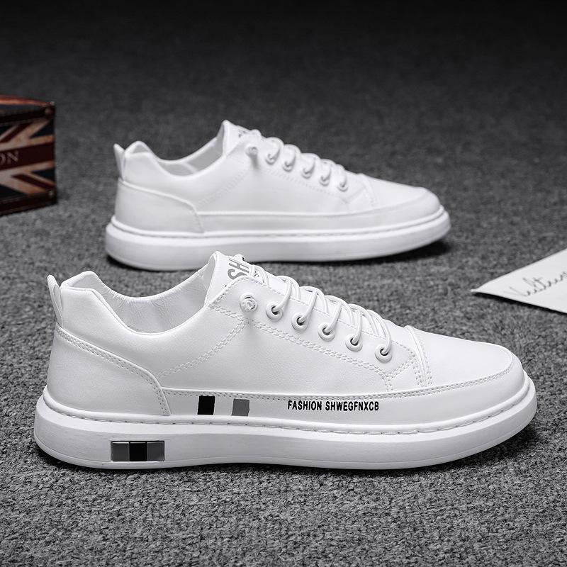 2024 Men's Breathable White Sneakers: Trendy Korean Casual Leather Shoes for Spring