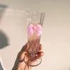 Pink Bow Shaped Tall Glasses Glass Horns Champagne Fruit Wine Glasses, Fruit Juice , Coffee Cups, High Aesthetic Value