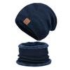 soft Thermal Knit Cap Thicken Warm Wool Hat Hiking Winter Beanie Hat Scarf Set  Women/men