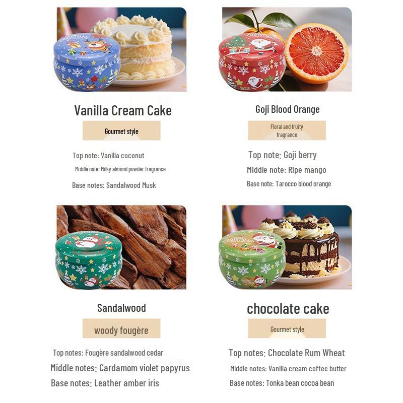 Christmas Fragrant Candle Set: Soy Wax Aromatherapy with Dried Flowers & Essential Oils, 4-Piece Collection