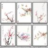 Japanisches Aquarell Sakura Kirschblüten Poster Blume und Vogel Leinwandgemälde Wandkunst für Wohnzimmer Heimdekor Wandbild