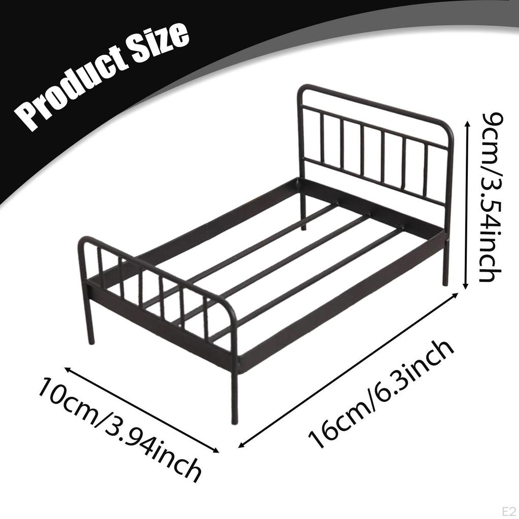 1/12 Dollhouse Bed Doll House Metal Decorative Pretend Play Decoration Miniature