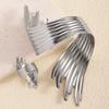 Exaggerated Personality Stainless Steel Feather Wings Open Bangles Rings Set for Women Fashion Designer Banquet Jewelry Gifts