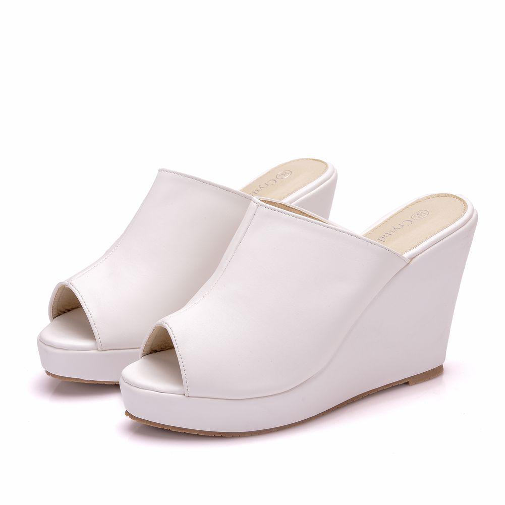 Fashion Plus Size Shoes for Women 34-41 Summer Fashion Peep Toe Platform Wedges Slip on Slippers Casual High Heel Sandals Women Footwear
