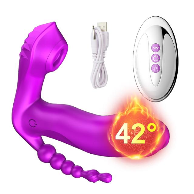 3 IN 1 Sucking Vibrator 7 Mode Vibrating Sucker Anal Vagina Clitoris Stimulator Wearable Oral Suction Erotic Sex Toys for Women Orgasm
