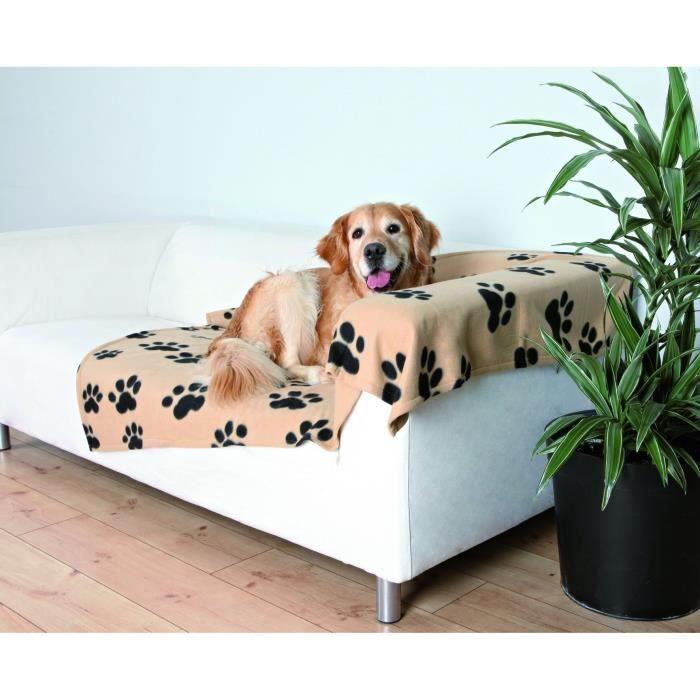 Couverture pour chien - TRIXIE - Barney - 150x100 cm - Beige avec empreintes de pattes - Lavable en machine