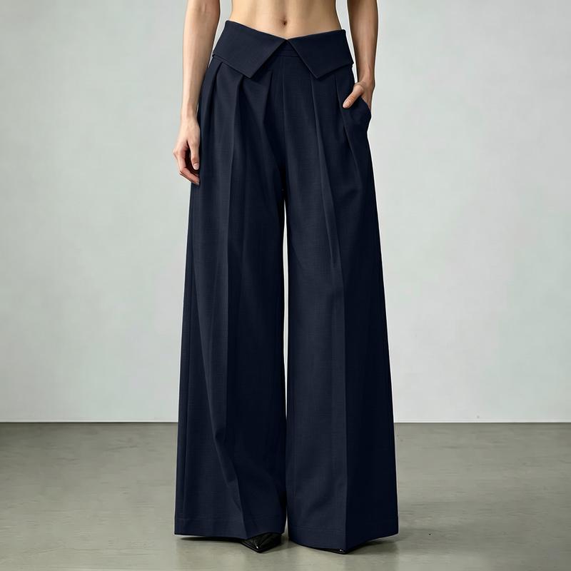 ZANZEA Woen Elastic Waist Solid Color Loose Casual Wide Leg Pants
