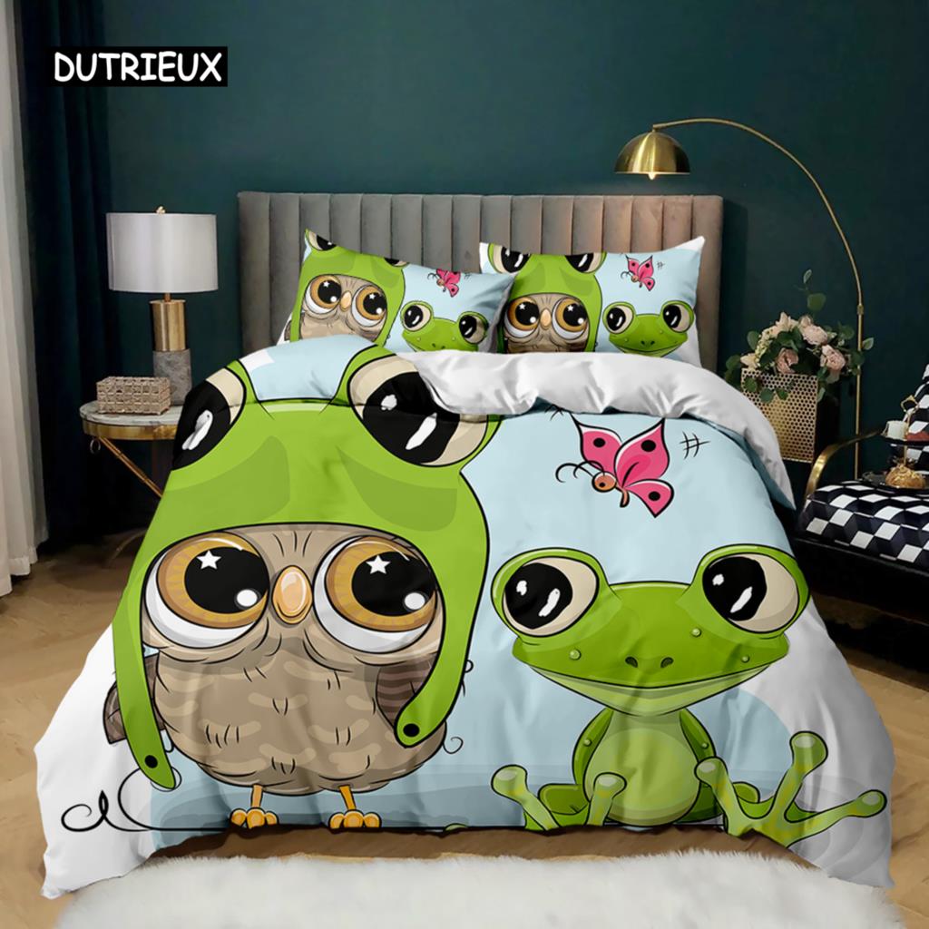 

Owl Duvet Cover Adorable Funy Cartoon Soft Microfiber Owl Qulit Cover Animal Twin Polyester Bedding Set Double Queen King Size Tool EU single(135x200cm)
