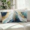 Glamorous Blue - Gold Wave Pillow CoversLiving Room Sofa Cushion Cover, Soft and Comfortable, Bedroom Room Decoration