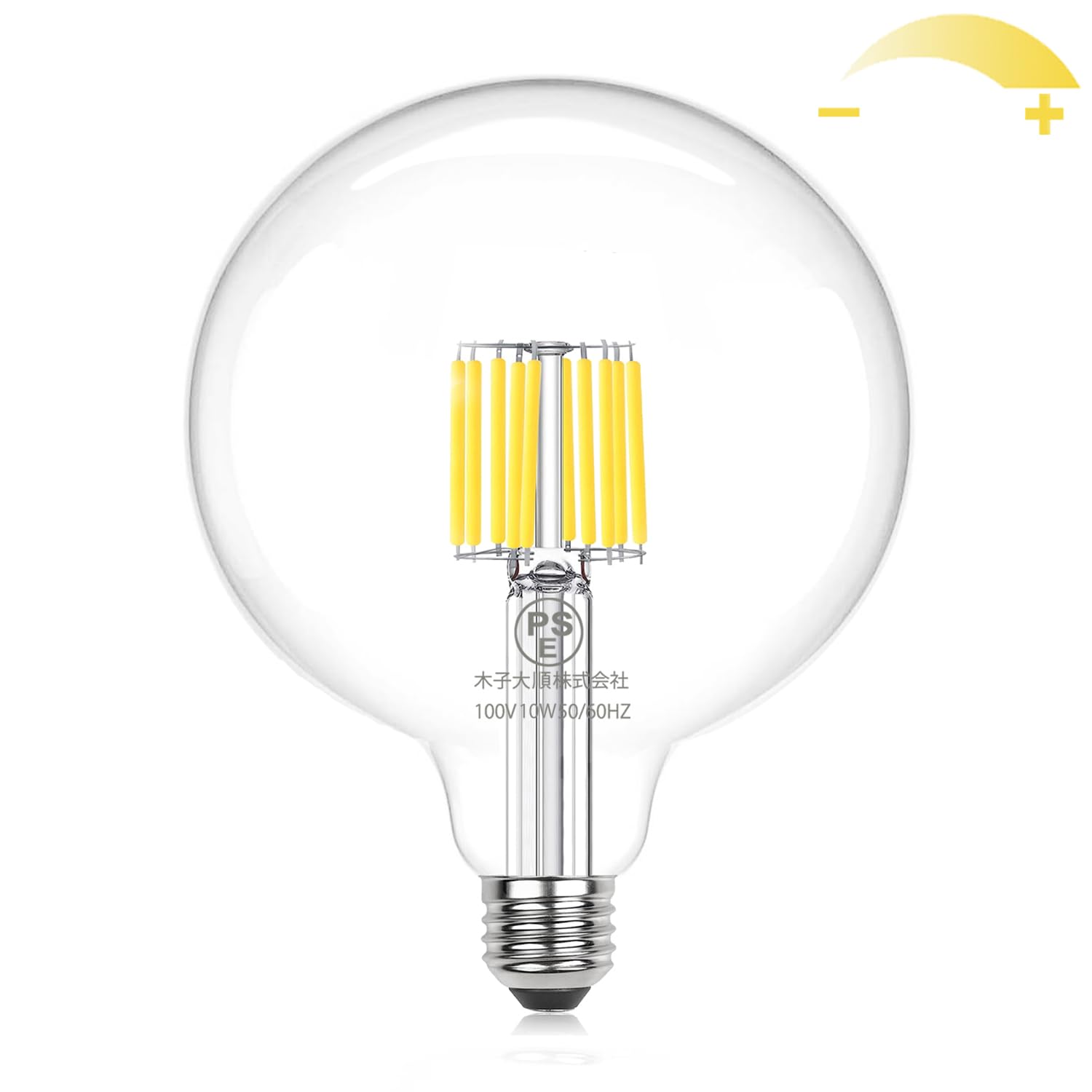 

Wonninek E26 Dimmable Edison Bulb, LED Bulb, Warm White, 10W (100W Equivalent), 1535lm, 2700K, PSE Certified, Edison Bulb, Bare Bulb, Antique Bulb,