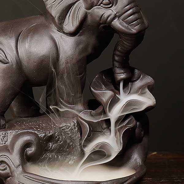 Purple Sand Elephant Ornamental Aromatherapy Furnace Thai God Elephant Smoke Backflow Incense Furnace Crafts Home Decoration