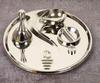 IBA Indianbeautifulart Indian Decorative Puja Plate Stainless Steel Traditional Handcrafted Thali Set For Arti With Accessories Religious Spiritual