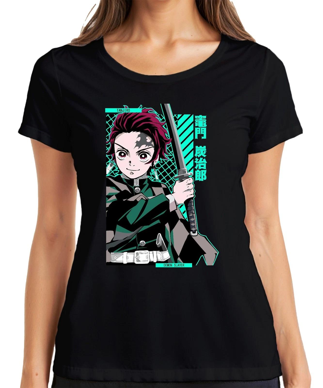 Tanjiro Demon Slayer Kamado Schwert Anime Manga Geschenk Cosplay Damen T-Shirt L