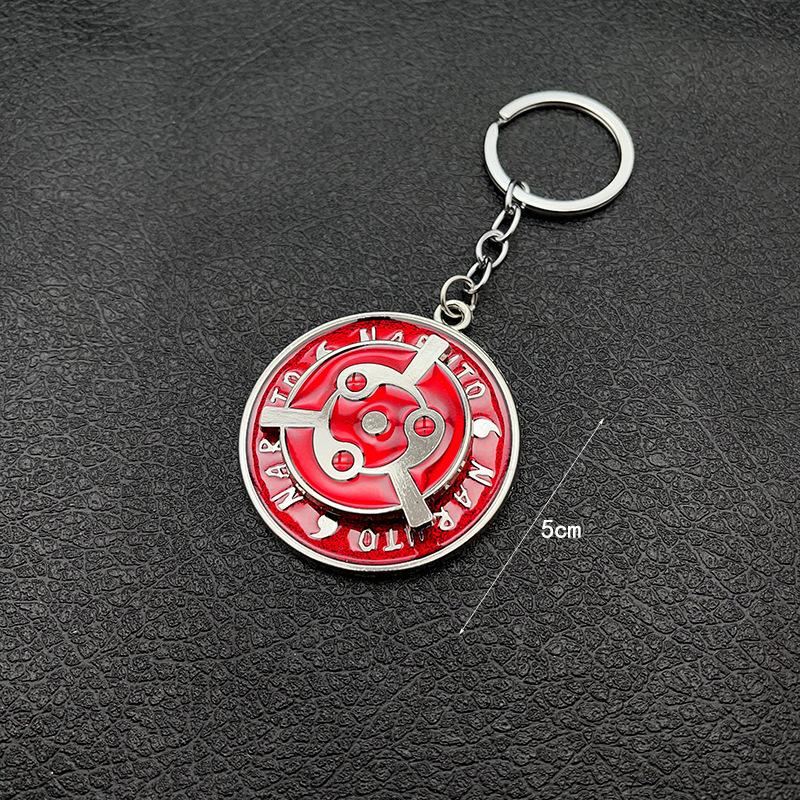 Naruto anime adorable keychain peripheral three magma marleidoscope Sharingan logo rotatable keychain pendant keyring cartoon