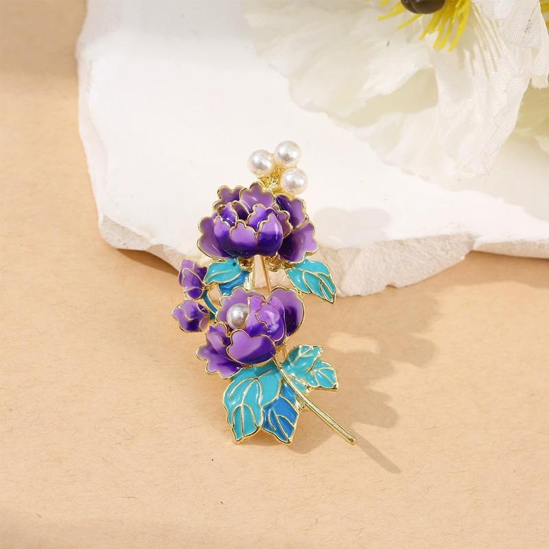 1 шт. Брошь-цветок Роскошная женская брошь-булавка высокого класса Пион Элегантная 5.6*3*1.5㎝ синий/фиолетовый