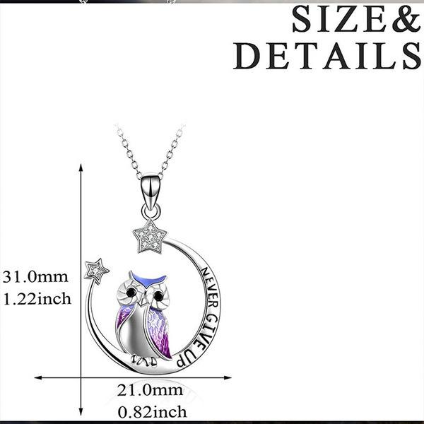 New Creative Oil Dropping Diamond Star Owl Women's Necklace