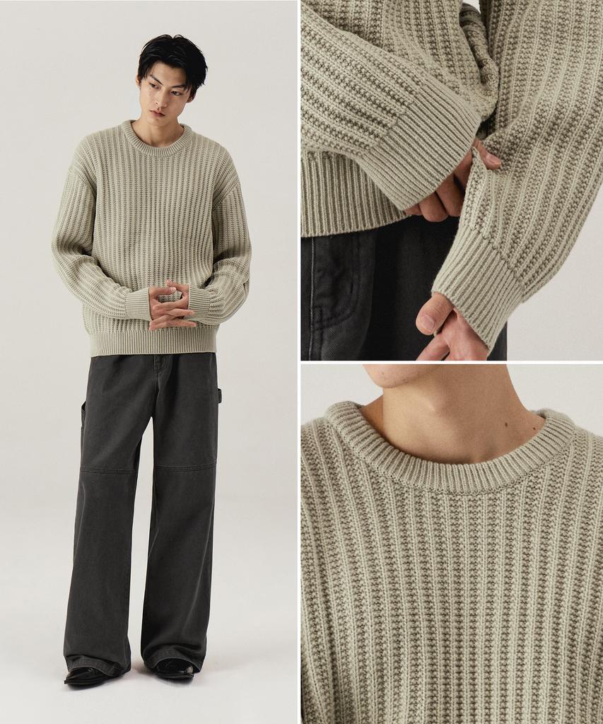 KIIMUIR Bulky Texture Crew Neck Knit_Green
