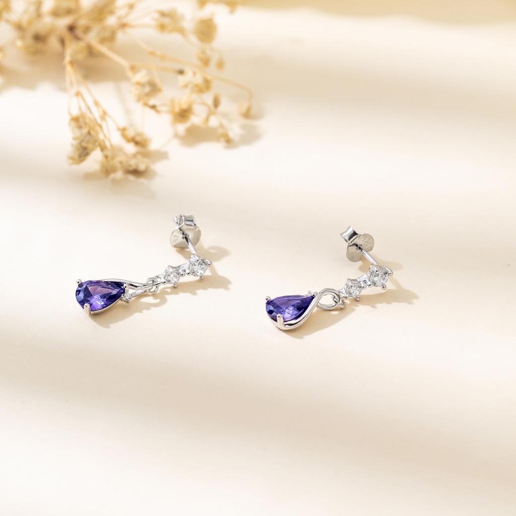 Amethyst Earrings for February of Permanently Wearable Large Coming of Age Popular Gift for Women In Their 20s FH.bird Women, Popular, Dangling,
