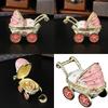 Enamel Coated Rhinestones Studded Metal Jewelry Box Baby Carriage Storage Container for Jewelry Organization