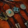 [Tsutael] Navajo design Loop tie/American casual vintage polo tie bolo tie indian jewelry native silver (Wheel)