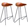Day and Night - Day and Night Kitchen Stools 2 Units Black and Brown Genuine Leather