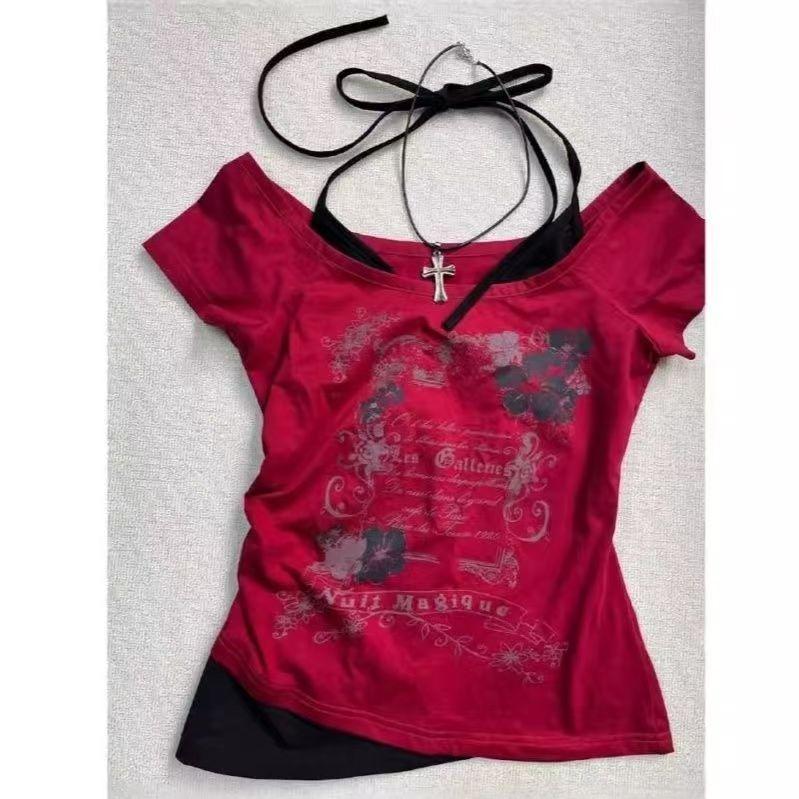 TrendHub Subkultur Damenbekleidung Y2K Punk T-Shirts Amerikanischer Vintage Süß Sexy Kurze Damenbekleidung Grün Sommer Lässig Beliebte Oberteile