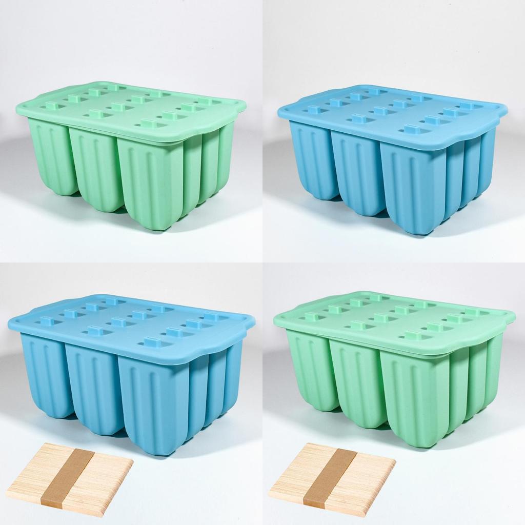 Silicone Ice Cream Molds 12cavity With Lids For Homemade Frozen Treats