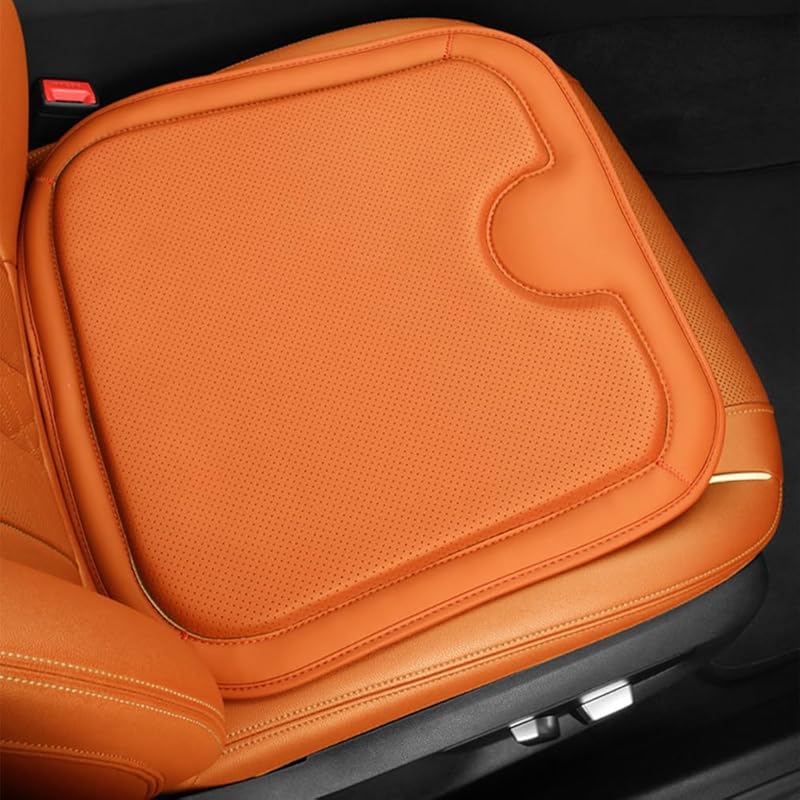 Car Front Seat Cushion Pad, Leather Car Memory Foam Heightening Seat Cushion Cover (Black)