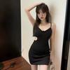 Niche Fried Street Sexy Waist Dress Womens Summer Temperament Suspender Small Black Dress