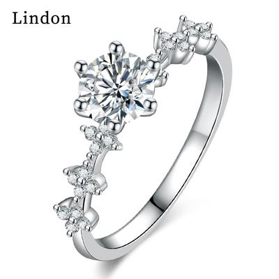 Lindon Classic Copper Alloy Zircon Ring Ladies Jewelry Wedding Promise Party Gift