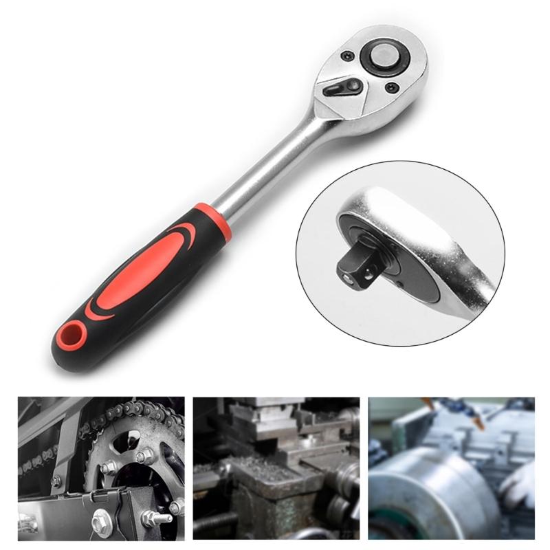 Clichet cu antrenare de 1/4 inch, 24 de dinți, cu eliberare rapidă, mâner pentru cheie tubulară, oțel cu conținut ridicat de carbon, instrument de garaj pentru reparații auto