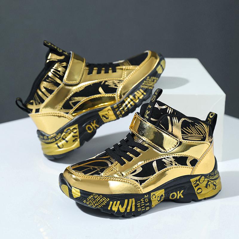 Kids Running Shoes Boys Non-slip Waterproof Casual Shoes Glossy Leather Sneakers Fashion Teenager Trekking Sport Shoes