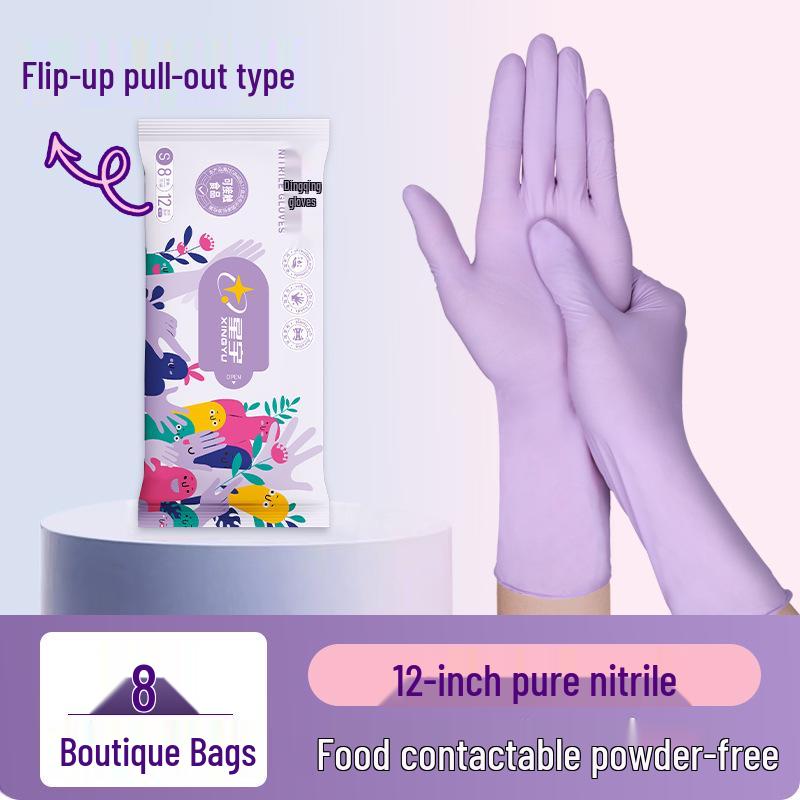 Women's Waterproof Disposable Nitrile Gloves: Colored, Thickened, Anti-Fouling, Food Safe