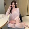 Summer 2026 Women's Ice Silk Pajamas - Long Sleeve & Pants, Sweet Pure Desire, Light Luxury, Sexy Homewear