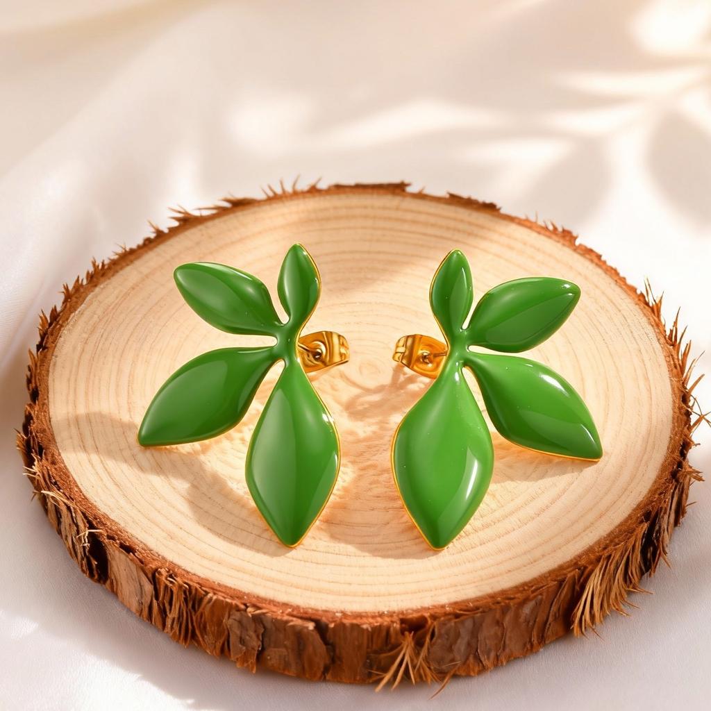 Exaggerated Leaf Drop Floral Earrings for Women, Stainless Steel High Quality Dainty Geometric Stud Earrings,Fashion Jewelry