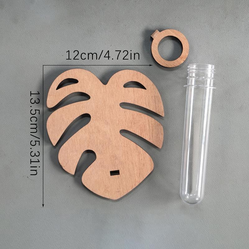 

Leaf Shape Wooden Wall Hanging Planter Monstera Hydroponic Test Tube Vase Indoor Propagation Station For Home Decoration A1