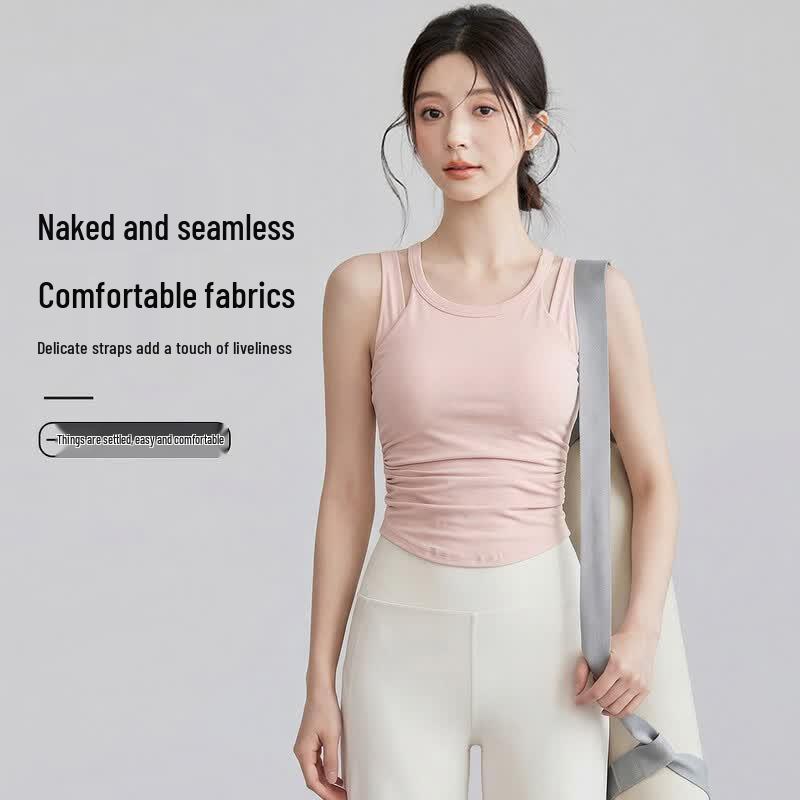 YouYou Women s 2-in-1 Yoga Sports Vest with Built-in Bra L