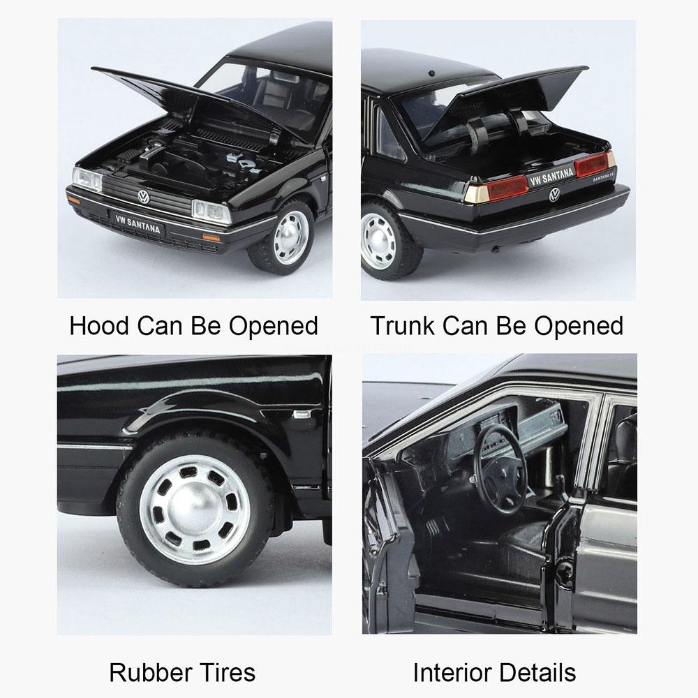 1:32 Santana Retro Car Mode Toy Metal Diecast Sound Light Shock Absorption Training Vehicle Models Simulation Hobby Ornaments