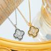 Light Luxury Full Diamond Four-leaf Flower Necklace for Women's Popular High-end Collarbone Chain Gift