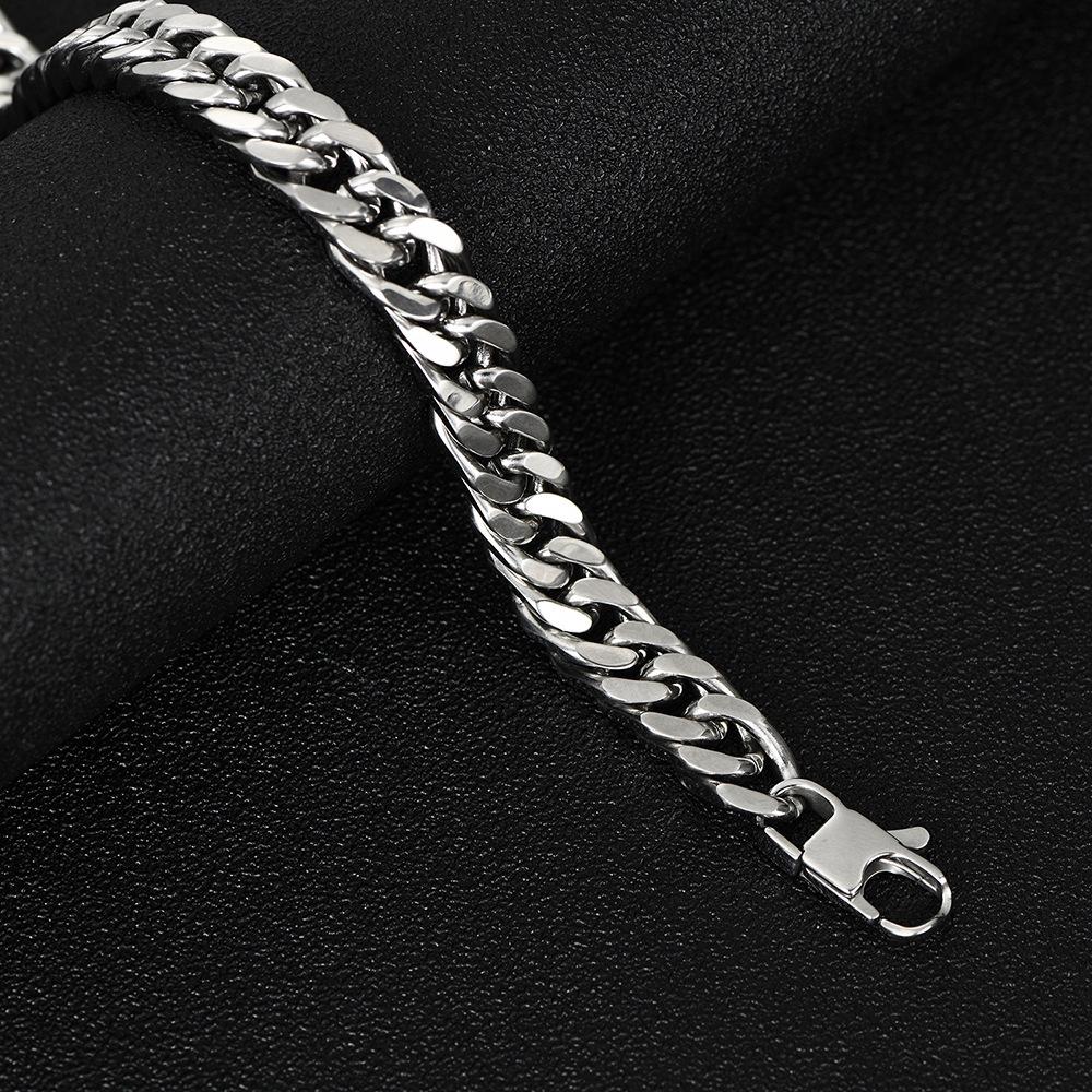 Trendy Men's 11MM Titanium Steel Cuban Chain Bracelet with Square Buckle