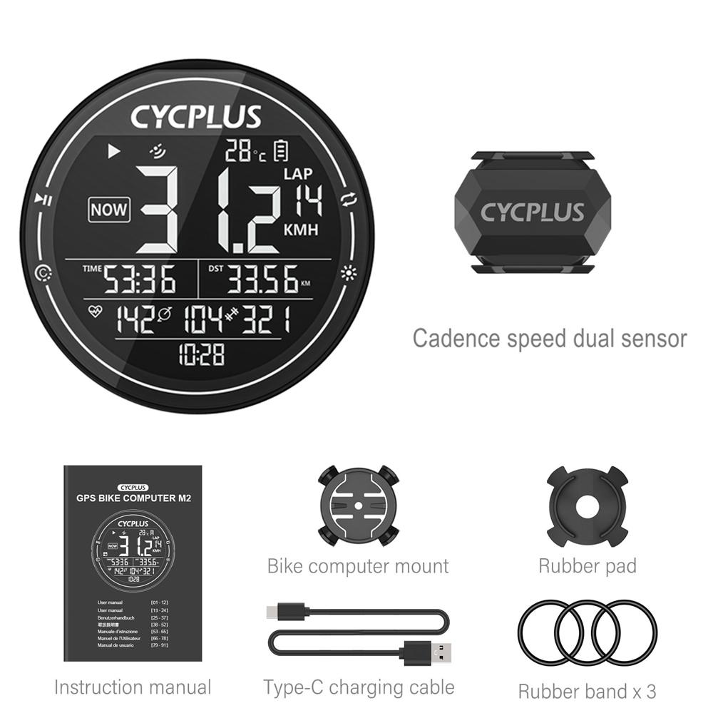 CYCPLUS M2 Accessoires de Vélo GPS Ordinateur de Vélo Sans Fil ANT+ BLE 5.0 Étanche Compteur de Vitesse Vélos Cyclocompteur