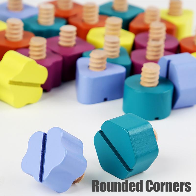 Kids Montessori Screw Driver Board Wooden Toys Basic Skills Learning Color Shape Sorting Matching Game Educational Cognitive Toy