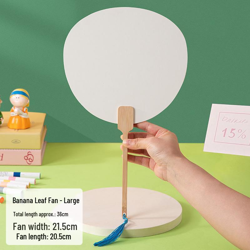 Children's DIY Ancient Style Hand-Painted Round Fan Kit with Thickened Xuan Paper for Crafts & Coloring