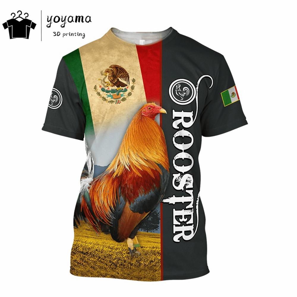 Rooster Pattern Print Tee Shirt Men Streetwear Short Sleeve Tee Men Rooster Print Clothes 3D Print Men's Summer Clothes T-shirt
